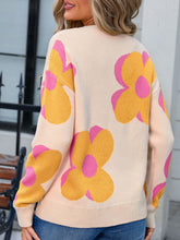 Load image into Gallery viewer, Flower Round Neck Long Sleeve Sweater