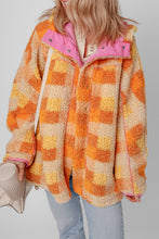 Load image into Gallery viewer, Checkered Long Sleeve Sherpa Hooded Jacket