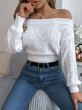 Load image into Gallery viewer, Cable Knit Off-Shoulder Long Sleeve Sweater