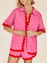 Load image into Gallery viewer, Contrast Trim Half Sleeve Top and Shorts Set