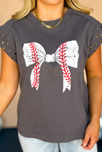 Load image into Gallery viewer, Studded Bow Graphic Round Neck Cap Sleeve T-Shirt