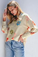 Load image into Gallery viewer, Striped Flower Button Up Long Sleeve Shirt