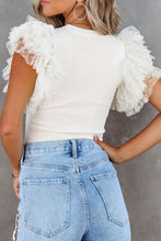 Load image into Gallery viewer, Ruffled Round Neck Cap Sleeve Blouse