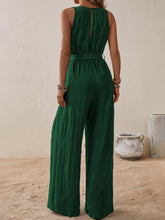 Load image into Gallery viewer, Tied Surplice Sleeveless Wide Leg Jumpsuit