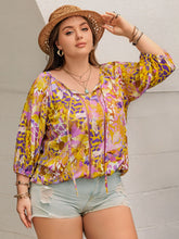 Load image into Gallery viewer, Plus Size Printed Tie Neck Blouse