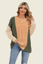 Load image into Gallery viewer, Double Take Texture Contrast Round Neck Long Sleeve T-Shirt