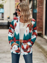 Load image into Gallery viewer, Geometric Zip Up Long Sleeve Hooded Jacket