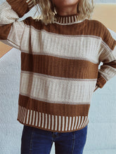 Load image into Gallery viewer, Contrast Round Neck Long Sleeve Sweater