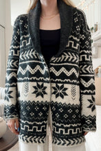 Load image into Gallery viewer, Snowflakes Collared Neck Long Sleeve Cardigan