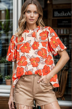 Load image into Gallery viewer, Printed Round Neck Short Sleeve Blouse