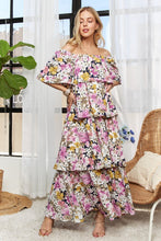 Load image into Gallery viewer, ADORA Layered Floral Off-Shoulder Short Sleeve Maxi Dress