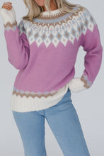 Load image into Gallery viewer, Geometric Round Neck Long Sleeve Sweater