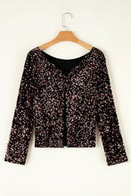 Load image into Gallery viewer, Sequin Round Neck Long Sleeve Blouse