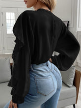 Load image into Gallery viewer, Full Size Ruffled V-Neck Button Down Flounce Sleeve Blouse