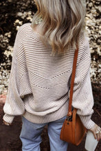 Load image into Gallery viewer, Textured Striped Round Neck Long Sleeve Top