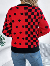 Load image into Gallery viewer, Plaid Round Neck Long Sleeve Sweater