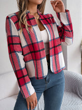 Load image into Gallery viewer, Plaid Open Front Long Sleeve Jacket