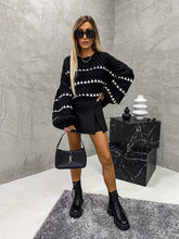Load image into Gallery viewer, Contrast Round Neck Long Sleeve Sweater