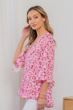 Load image into Gallery viewer, Sew In Love Full Size Floral V-Neck Flounce Sleeve Top