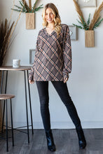 Load image into Gallery viewer, Heimish Plaid Exposed Seam V-Neck T-Shirt