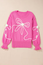 Load image into Gallery viewer, Bow Round Neck Dropped Shoulder Sweater