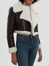 Load image into Gallery viewer, Collared Neck Long Sleeve Plush Cropped Jacket
