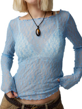 Load image into Gallery viewer, Lace Boat Neck Long Sleeve Blouse