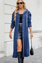 Load image into Gallery viewer, Button Up Long Sleeve Longline Hooded Denim Outerwear