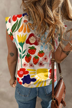 Load image into Gallery viewer, Printed Round Neck Cap Sleeve T-Shirt
