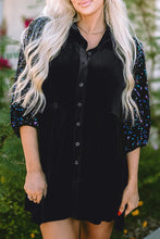 Load image into Gallery viewer, Sequin Collared Neck Three-Quarter Sleeve Oversize Shirt