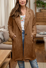 Load image into Gallery viewer, Full Size One Button Long Sleeve Longline Plush Coat