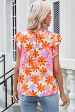 Load image into Gallery viewer, Printed Round Neck Cap Sleeve Blouse
