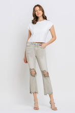 Load image into Gallery viewer, Lovervet Distressed Raw Hem Cropped Flare Jeans