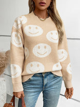 Load image into Gallery viewer, Smile Pattern Round Neck Long Sleeve Sweater