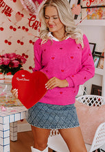 Load image into Gallery viewer, Heart Round Neck Long Sleeve Sweater