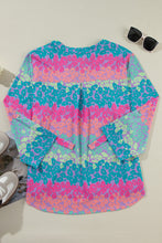 Load image into Gallery viewer, Plus Size Leopard Notched Long Sleeve Blouse
