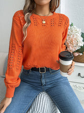 Load image into Gallery viewer, Openwork Round Neck Long Sleeve Sweater