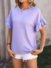 Load image into Gallery viewer, Ruffled Round Neck Short Sleeve Top