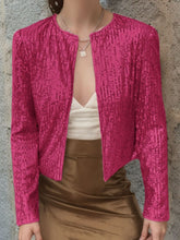 Load image into Gallery viewer, Full Size Sequin Open Front Cropped Jacket