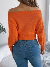 Load image into Gallery viewer, Cable Knit Off-Shoulder Long Sleeve Sweater