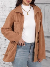 Load image into Gallery viewer, Drawstring Zip Up Long Sleeve Outerwear