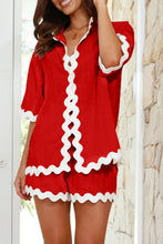 Load image into Gallery viewer, Contrast Trim Half Sleeve Top and Shorts Set