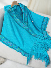 Load image into Gallery viewer, Fringe Half Sleeve Hooded Poncho