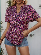Load image into Gallery viewer, Printed Notched Flutter Sleeve Blouse