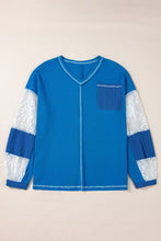 Load image into Gallery viewer, Lace Patchwork Sleeve Stitching V Neck Top