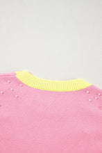 Load image into Gallery viewer, Pearl Detail Contrast Round Neck Sweater