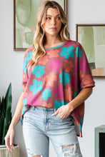 Load image into Gallery viewer, HOPELY Full Size Floral Round Neck Side Slit T-Shirt