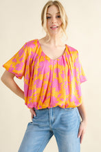 Load image into Gallery viewer, And The Why Full Size Printed Satin Bubble Hem Top
