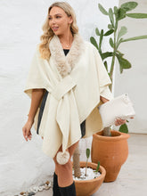 Load image into Gallery viewer, Fuzzy Trim Open Front Poncho
