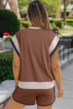 Load image into Gallery viewer, Contrast Round Neck Top and Shorts Set